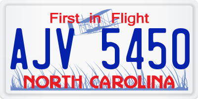 NC license plate AJV5450