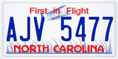 NC license plate AJV5477