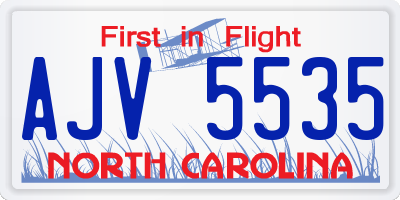NC license plate AJV5535