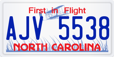 NC license plate AJV5538