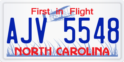 NC license plate AJV5548