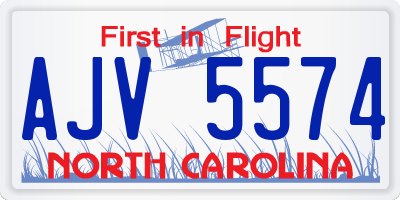 NC license plate AJV5574