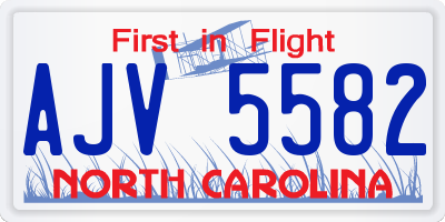 NC license plate AJV5582