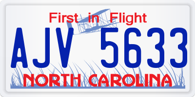 NC license plate AJV5633