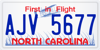 NC license plate AJV5677