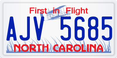 NC license plate AJV5685