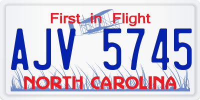 NC license plate AJV5745