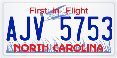 NC license plate AJV5753