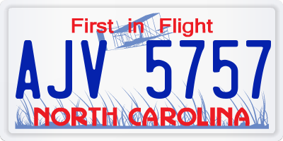 NC license plate AJV5757