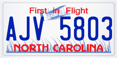NC license plate AJV5803