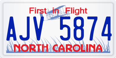NC license plate AJV5874