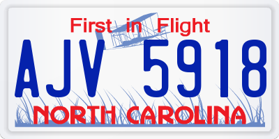 NC license plate AJV5918