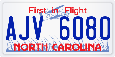 NC license plate AJV6080