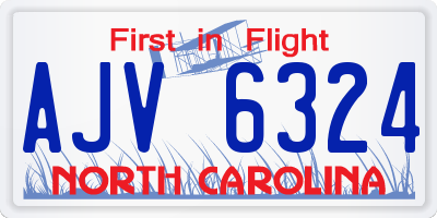 NC license plate AJV6324