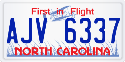 NC license plate AJV6337