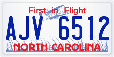 NC license plate AJV6512