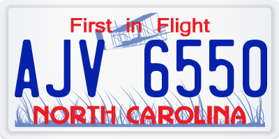 NC license plate AJV6550