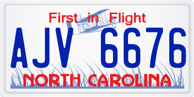 NC license plate AJV6676