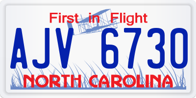 NC license plate AJV6730