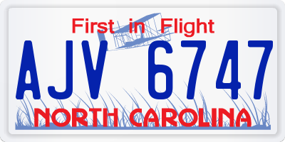 NC license plate AJV6747