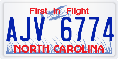 NC license plate AJV6774