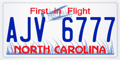 NC license plate AJV6777