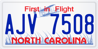 NC license plate AJV7508