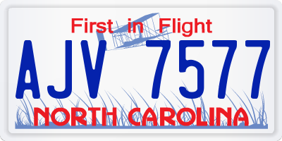 NC license plate AJV7577
