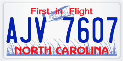 NC license plate AJV7607