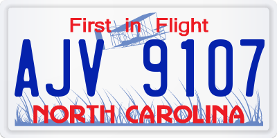 NC license plate AJV9107