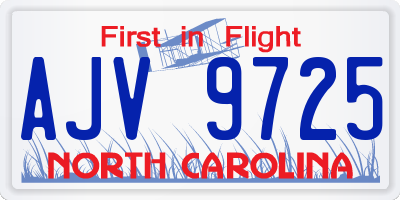 NC license plate AJV9725