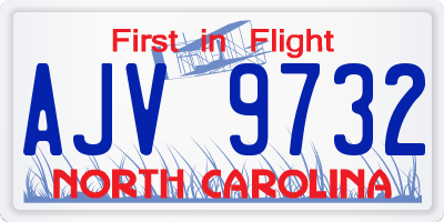 NC license plate AJV9732