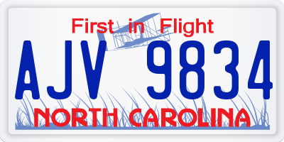 NC license plate AJV9834