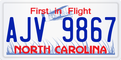 NC license plate AJV9867