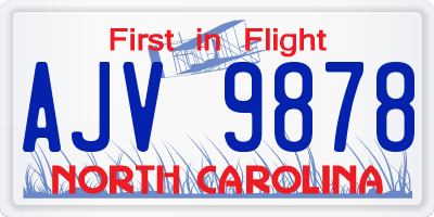 NC license plate AJV9878