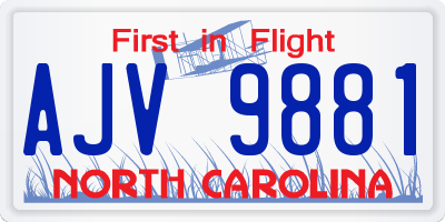 NC license plate AJV9881
