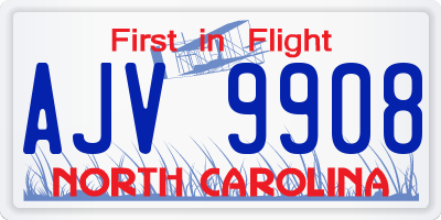 NC license plate AJV9908