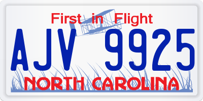 NC license plate AJV9925