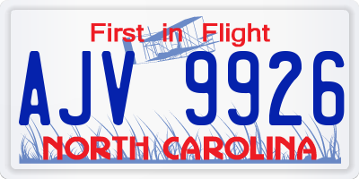 NC license plate AJV9926