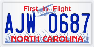 NC license plate AJW0687