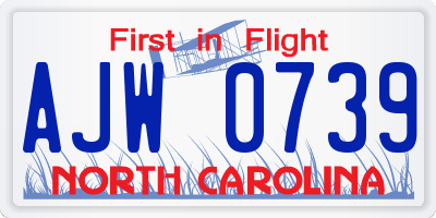 NC license plate AJW0739