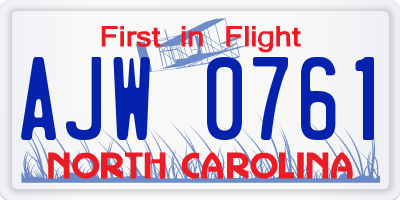 NC license plate AJW0761