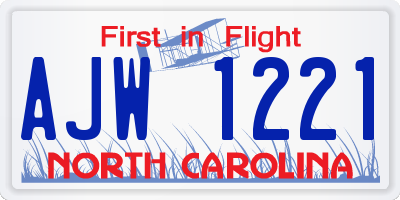 NC license plate AJW1221