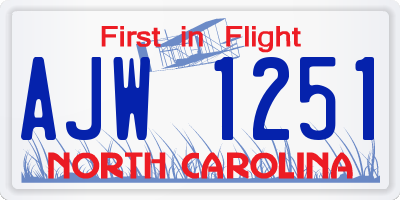 NC license plate AJW1251