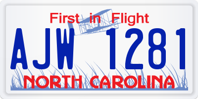 NC license plate AJW1281