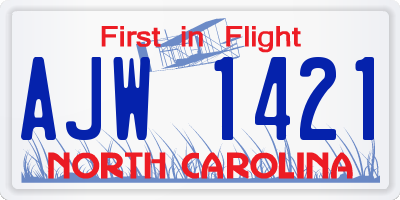 NC license plate AJW1421