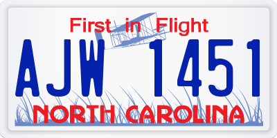 NC license plate AJW1451