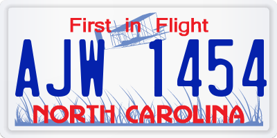 NC license plate AJW1454