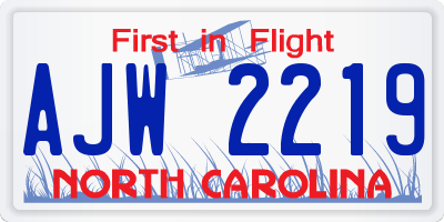 NC license plate AJW2219