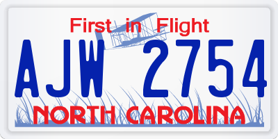 NC license plate AJW2754